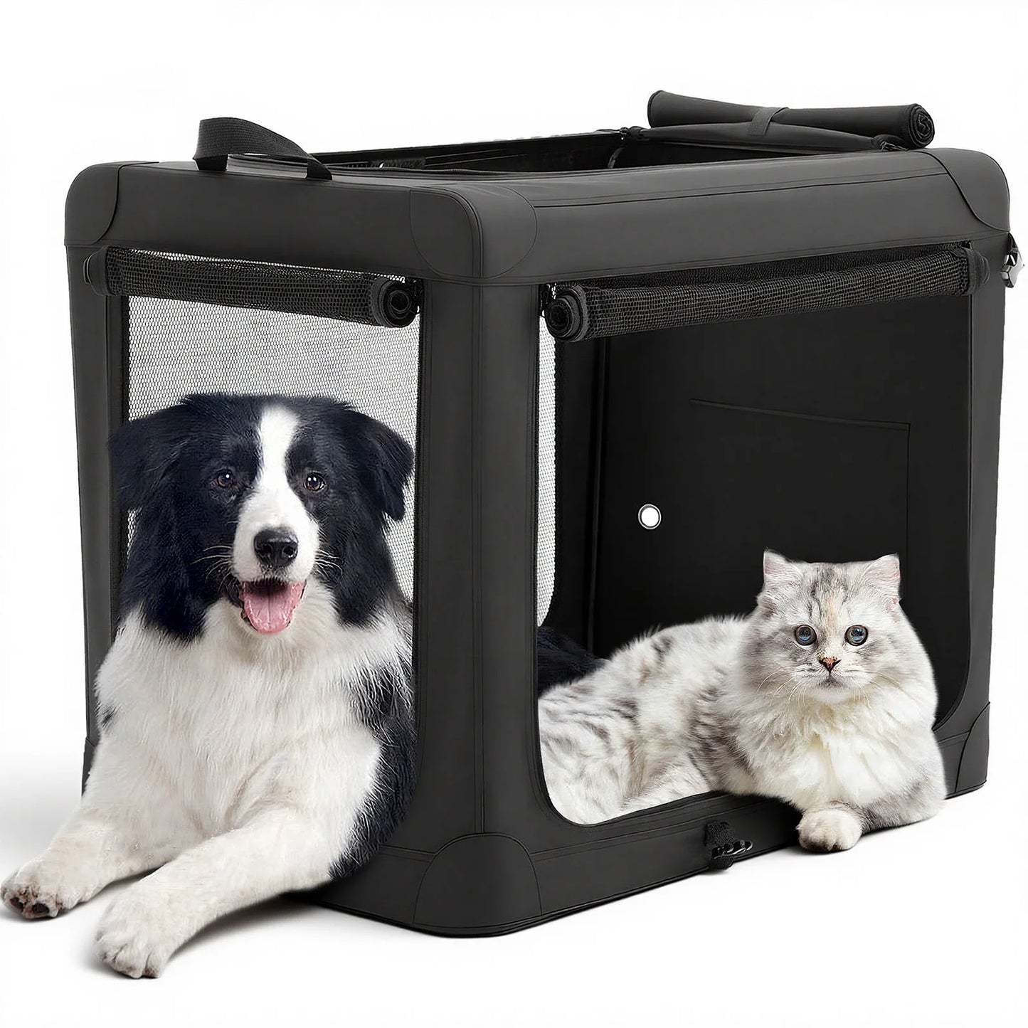 JHK Foldable Soft Dog Crate Portable Kennel With Three Doors