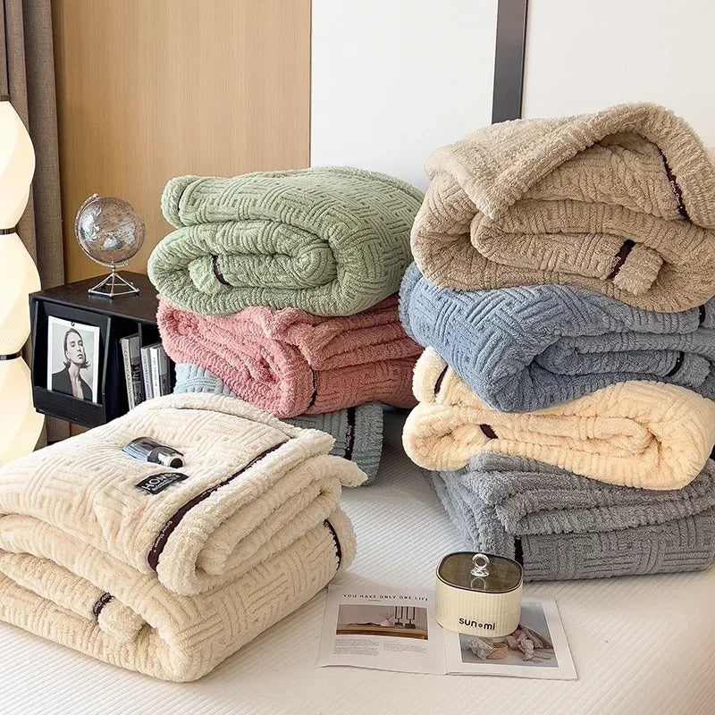 LUXO Fleece Blanket Knit For Spring And Autumn Baby And Family Warm Breathable