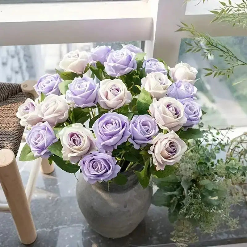 Artificial Rose Flower Branches Realistic Fake Roses For Wedding Decor