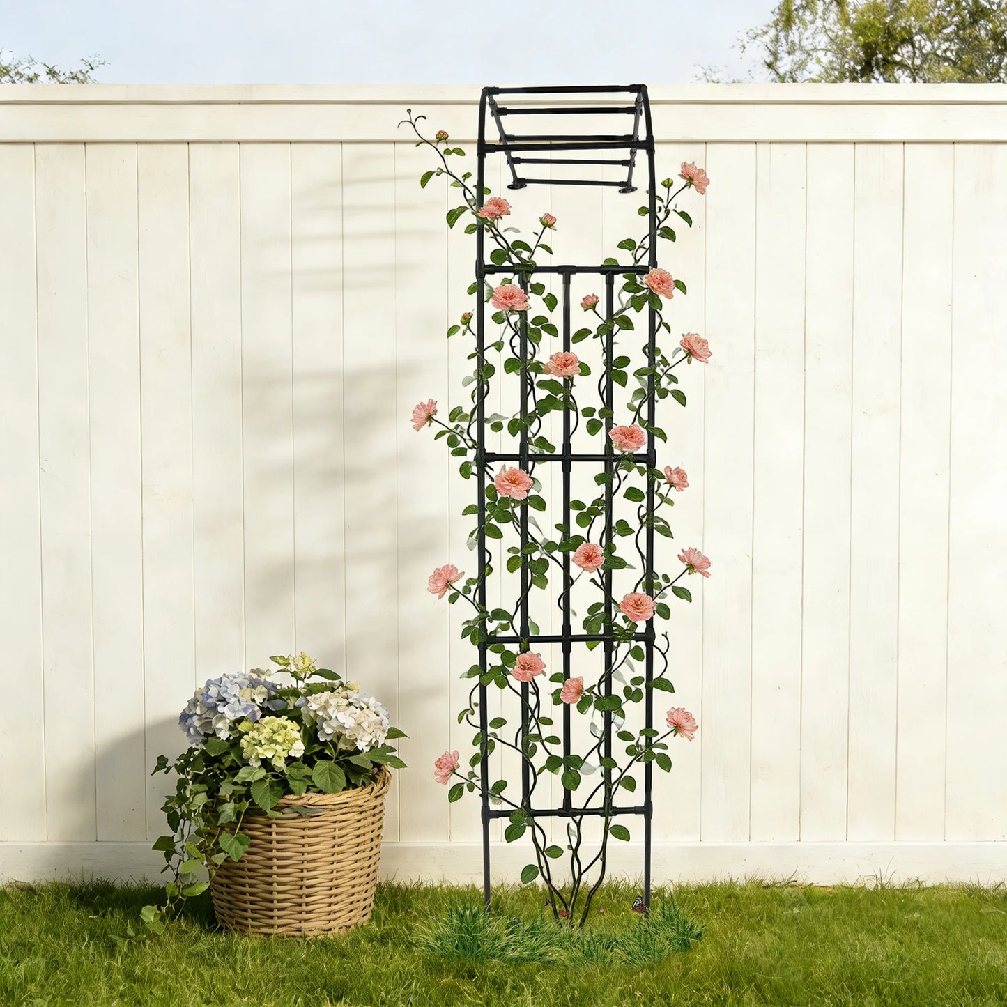 Half Side Garden Arch Trellis Steel Free Standing Plant Support