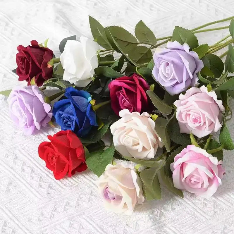 Artificial Rose Flower Branches Realistic Fake Roses For Wedding Decor