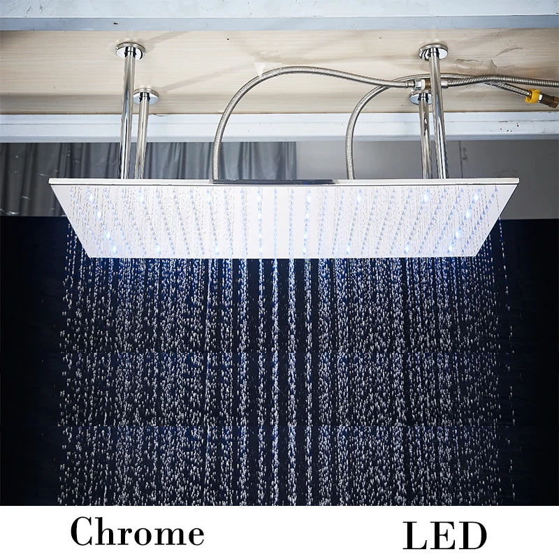 Wanmivezlo LED Brass Shower Head Wall Mounted Rainfall Light