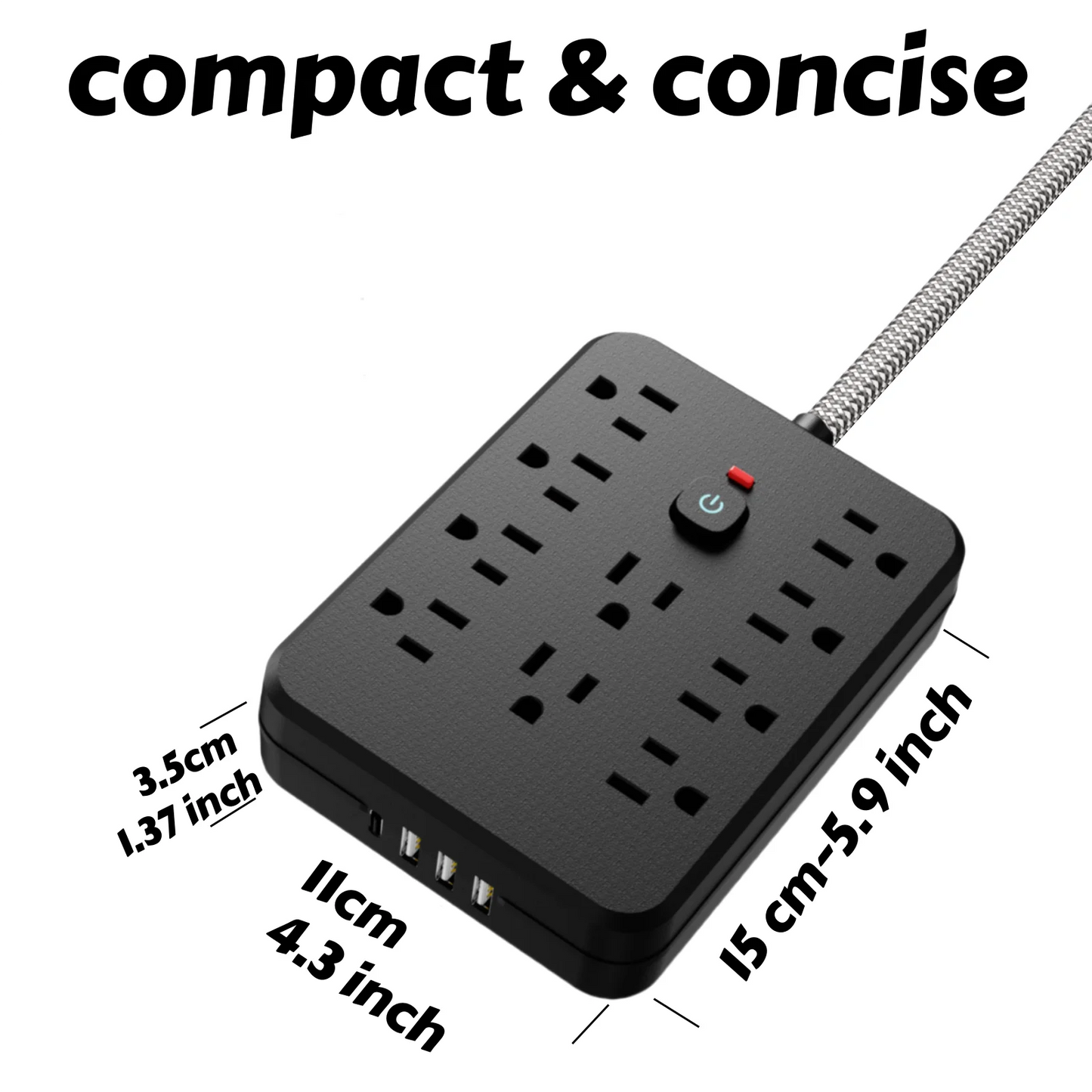 TRANSTON Power Strip Surge Protector With USB-C Ports