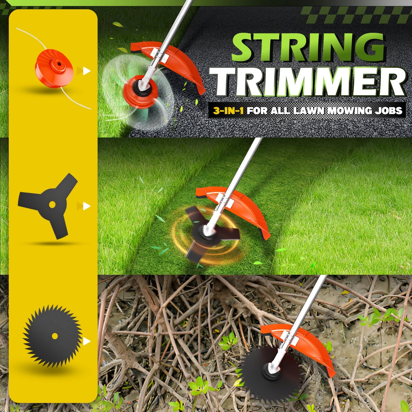 6 In 1 Gas Hedge Trimmer Pole Saw Weed Eater Cutter