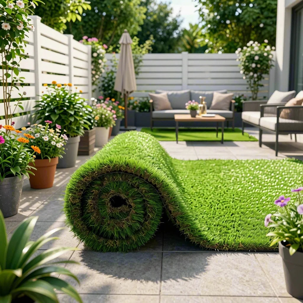 LISM Outdoor Artificial Grass Rug For Patio Garden Drain Mat