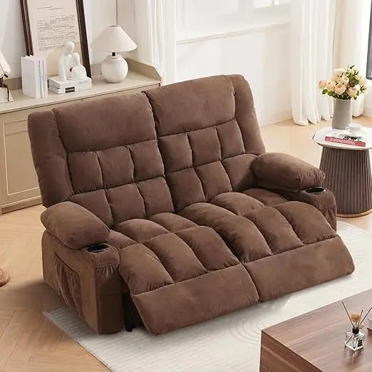 Oversized Recliner Loveseat With Cup Holders Side Pocket Manual Ergonomic