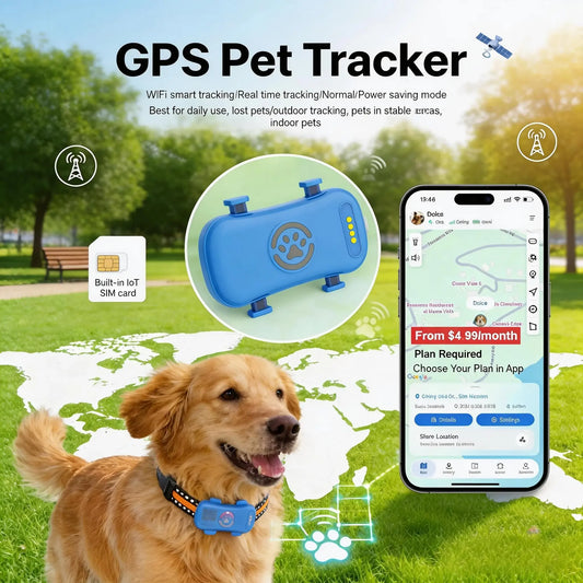 WANWAYTECH GPS Pet Tracker 4G Real Time Tracking for Pets IP67 Waterproof