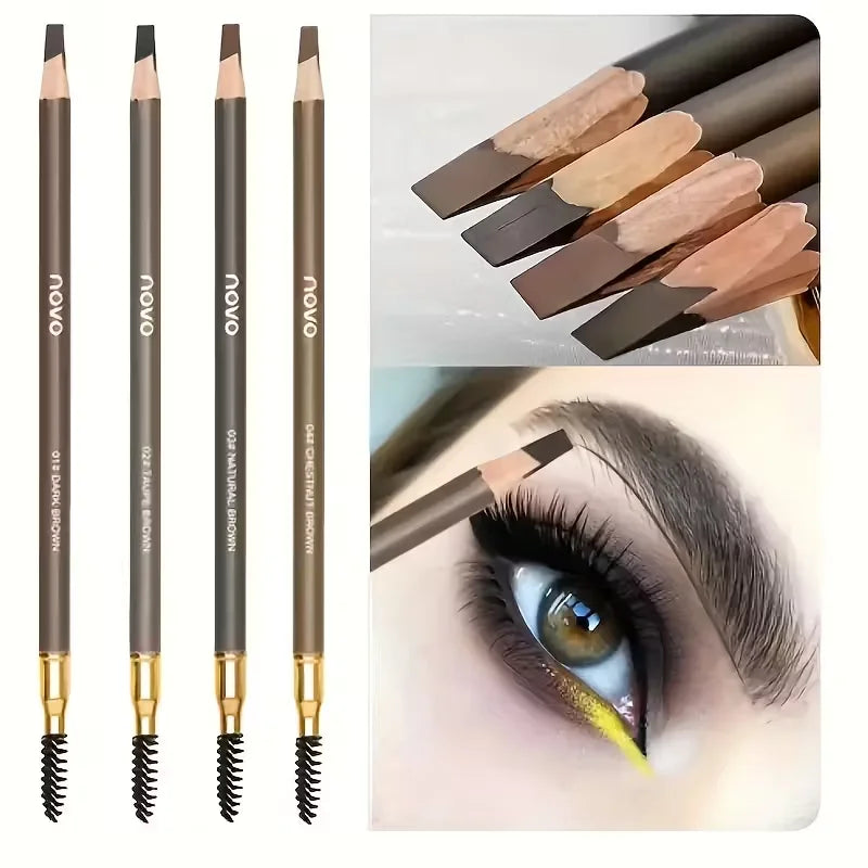 Waterproof Eyebrow Pencils Dual Ended With Spoolie Brush Smudge Proof