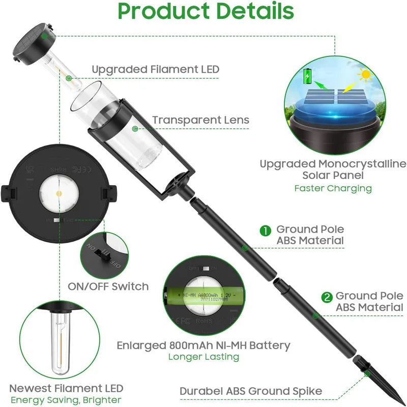 DOUWENXI Solar Pathway Lights Outdoor Garden Waterproof Lamps Decor