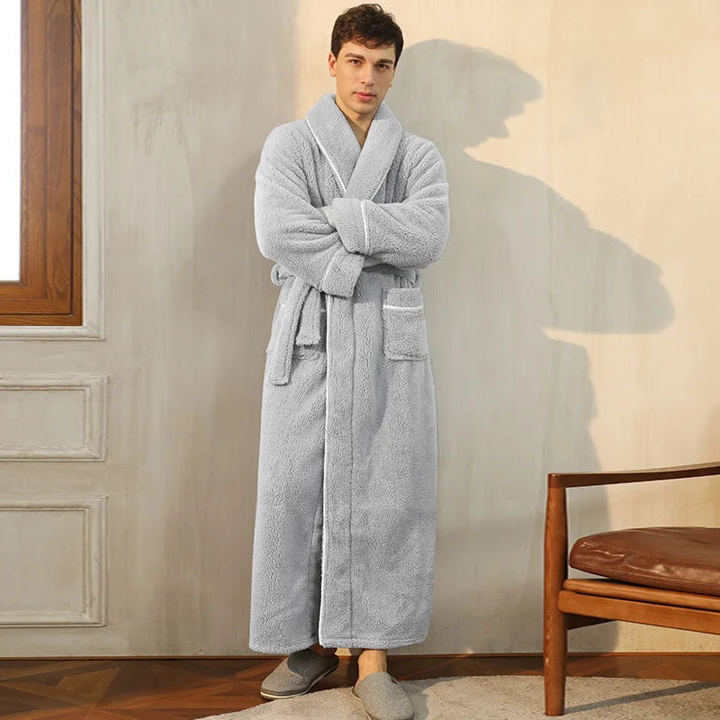Gypsophila Winter Warm Long Flannel Bathrobe for Adults Unisex