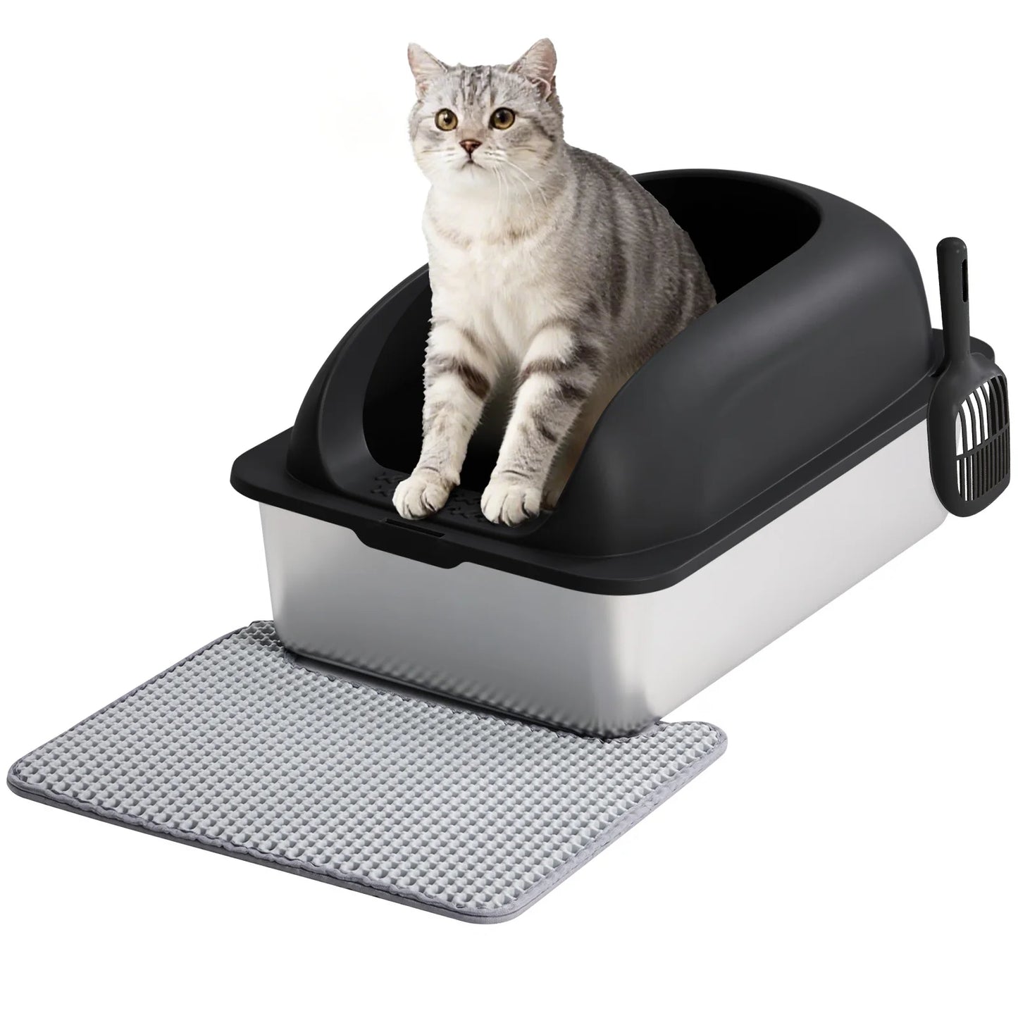 Stainless Steel Cat Litter Box With Lid Easy Clean Design