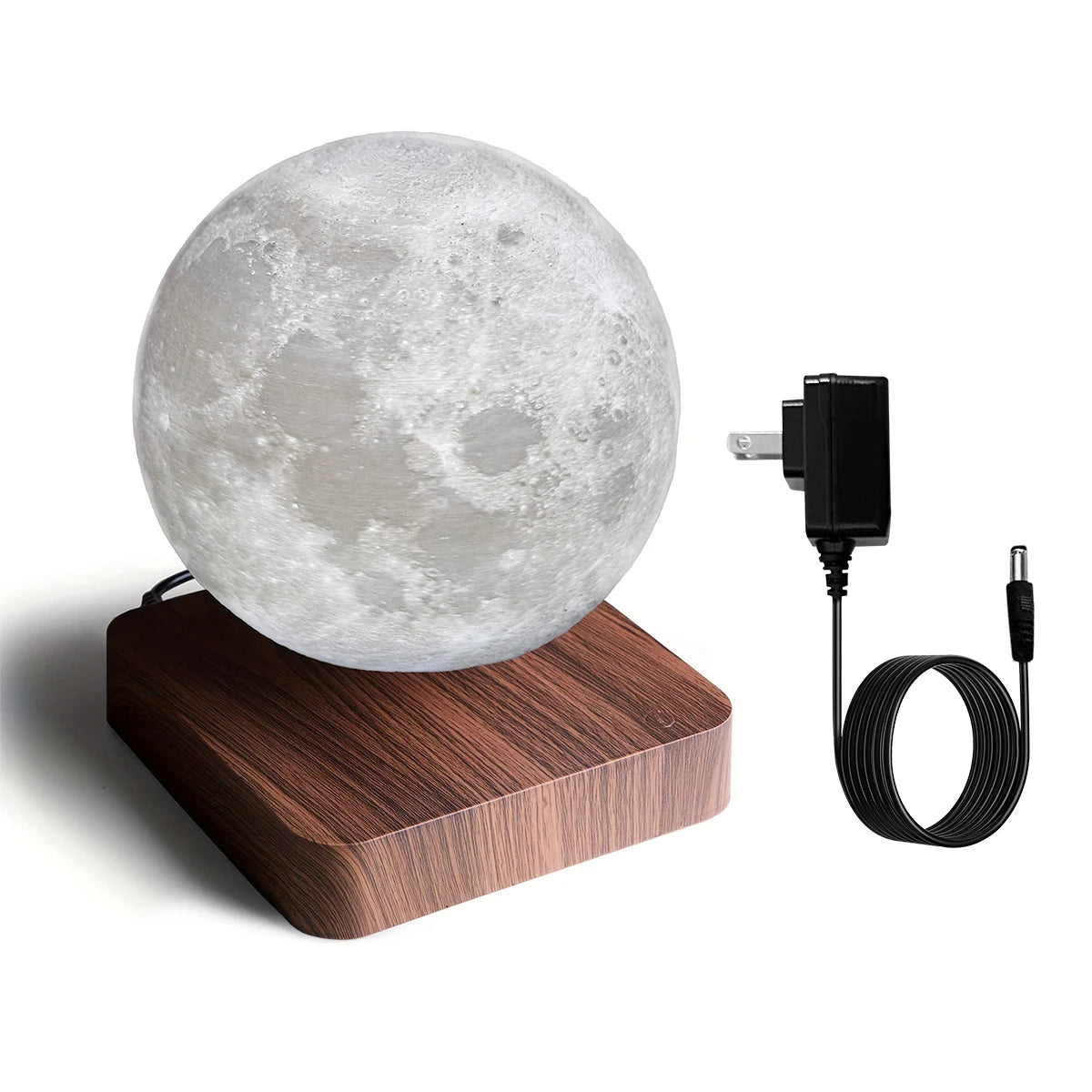 Mexllex Magnetic Floating Moon Lamp With Wooden Base And 3 Color Led Night Light