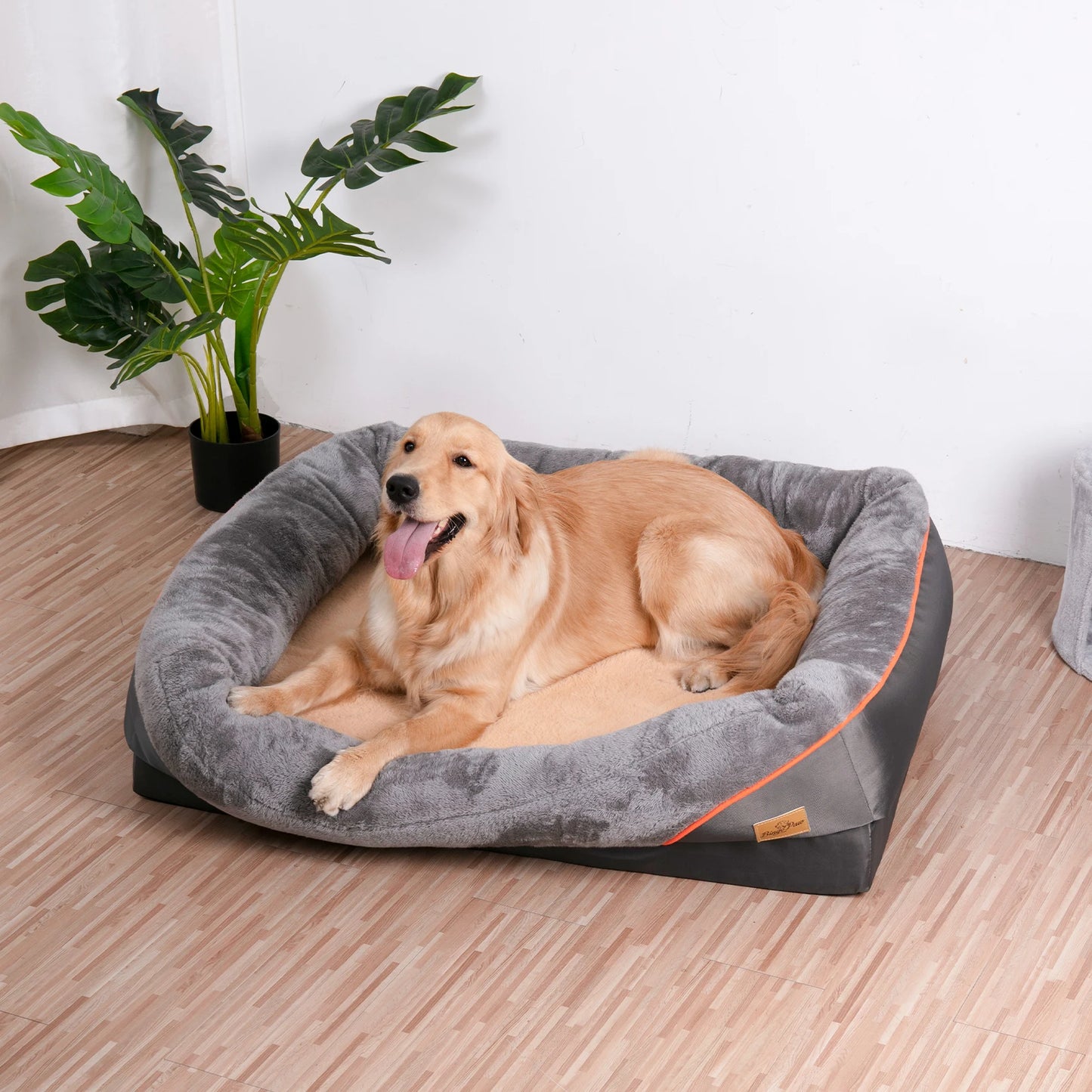 BINGOPAW Orthopedic Foam Dog Bed With Cotton Padded Bolster