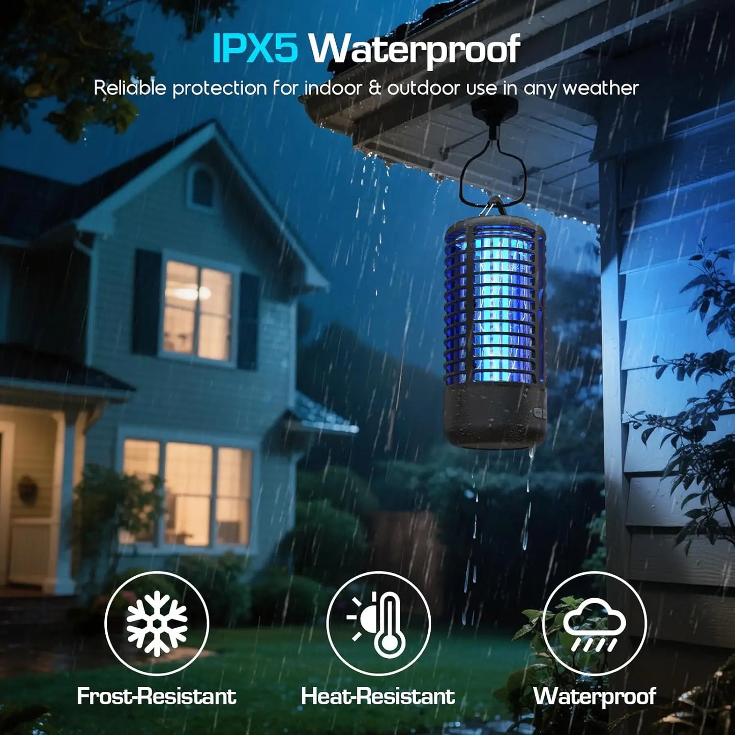 Electric Insect Killer 3000V Mosquito Lamp,Waterproof Fly Trap, with LED Light for Indoor, Outdoor,Backyard