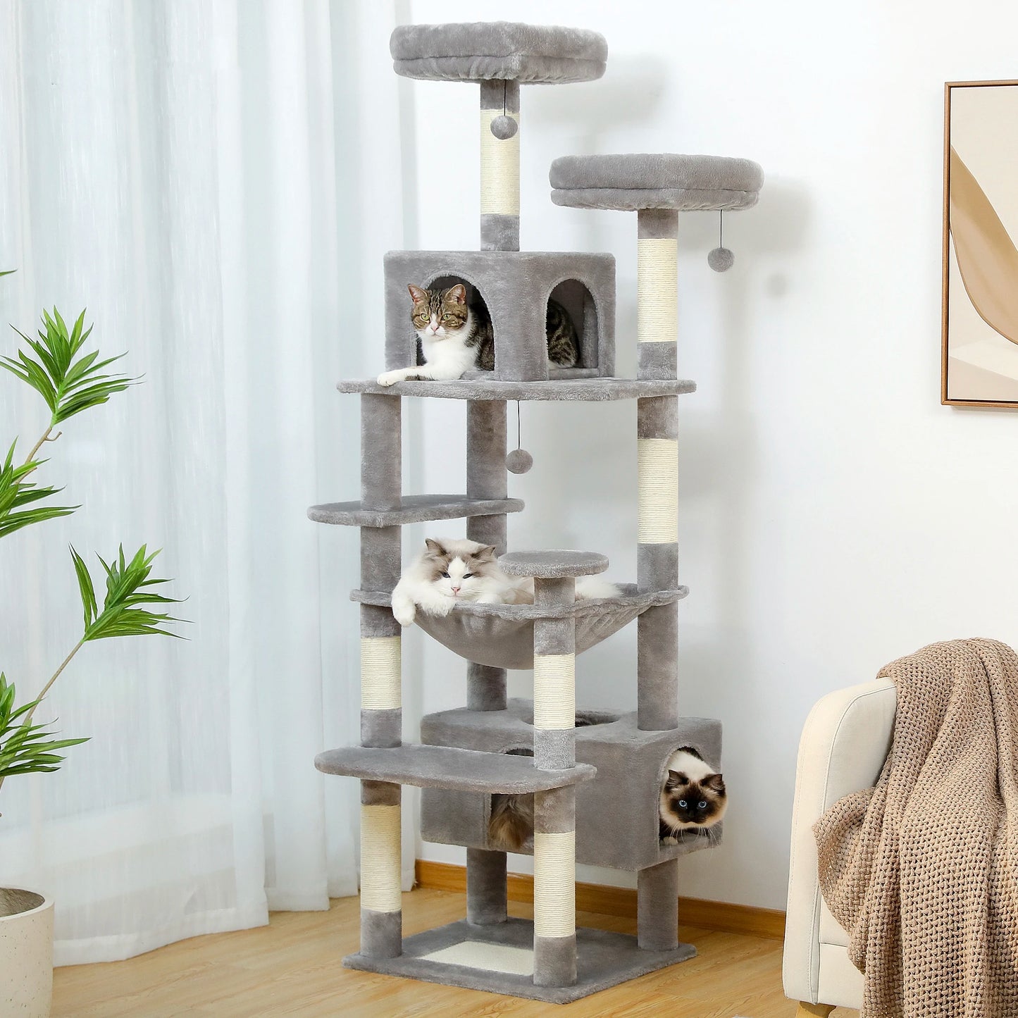 PEQULTI Multi Level Cat Tree Tower With Scratching Posts