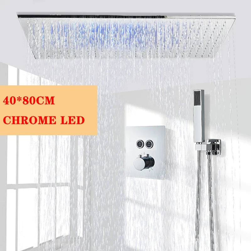 Wanmivezlo LED Brass Shower Head Wall Mounted Rainfall Light