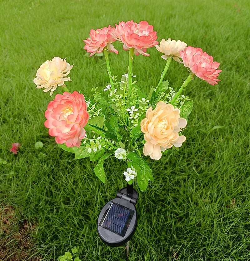 PNMNON Solar Garden Light Snow Lotus Flower Lamp For Yard