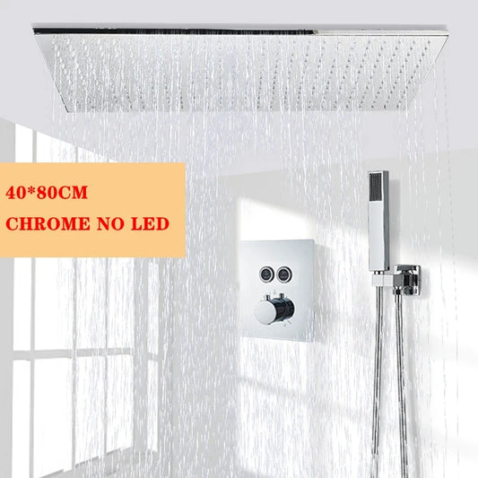 Wanmivezlo LED Brass Shower Head Wall Mounted Rainfall Light