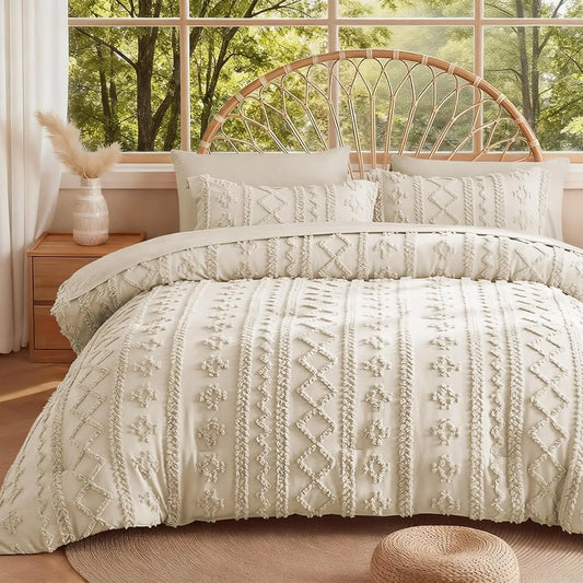 Boho Bedding Set 7 Piece Tufted Comforter Bed In A Bag
