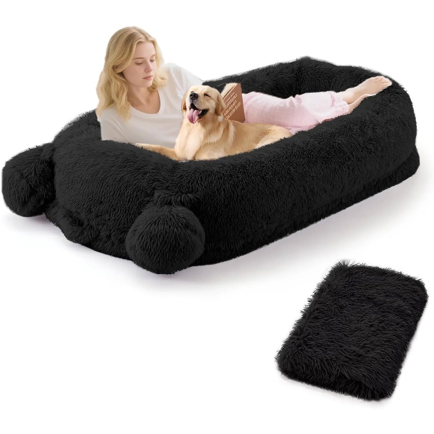 HiMISS Dog Bed For Adults With Removable Cover And Blanket