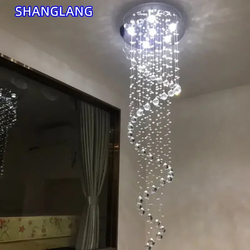 K9 Crystal LED Chandelier For Spiral Staircase And Living Room