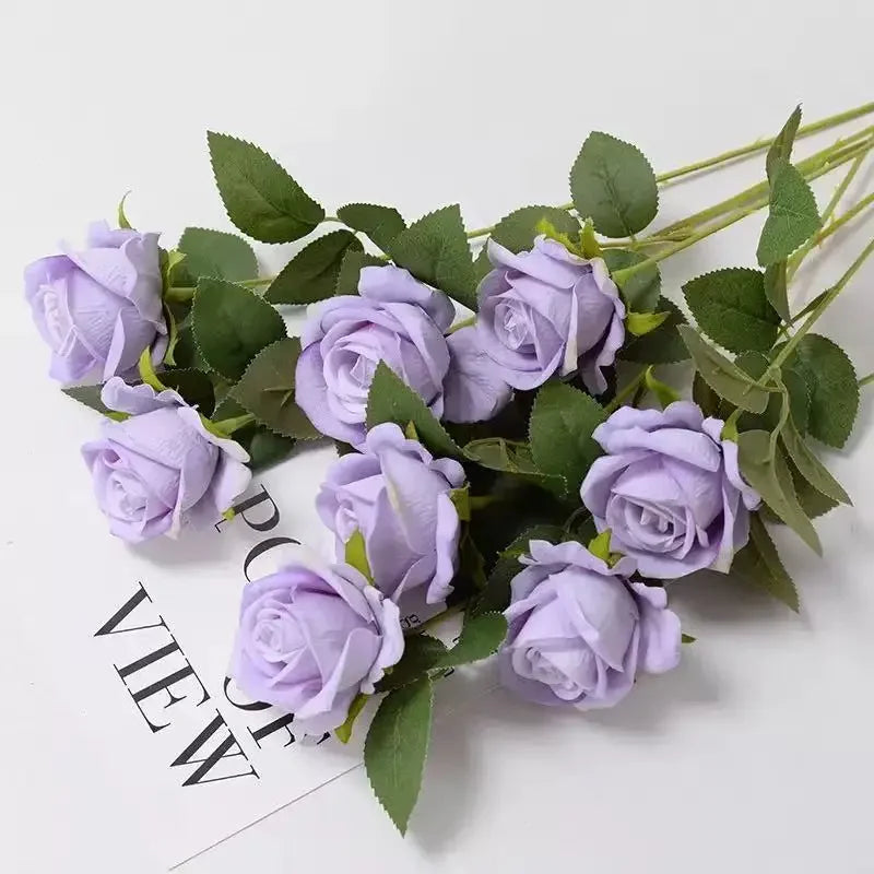 Artificial Rose Flower Branches Realistic Fake Roses For Wedding Decor