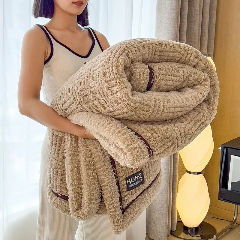 LUXO Fleece Blanket Knit For Spring And Autumn Baby And Family Warm Breathable