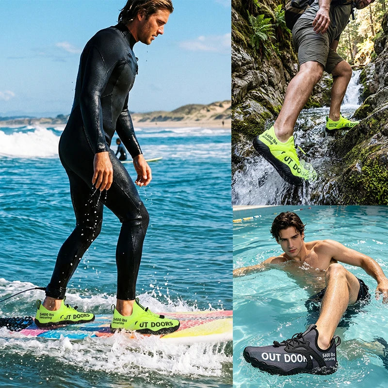 Men Water Shoes Swimming Barefoot Quick Dry Lightweight Aqua Sneakers Outdoor Sports Five Fingers Upstream Wading Shoes Summer Breathable Surfing Sandals Beach Trekking New Big Size