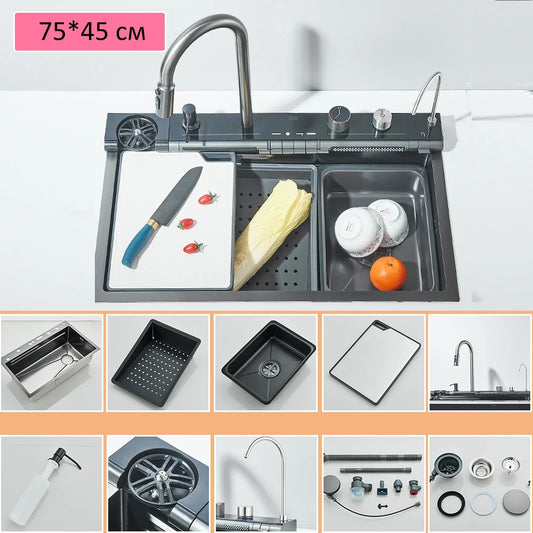 Quyanre 304 Stainless Steel Kitchen Faucet Set With Soap Dispenser