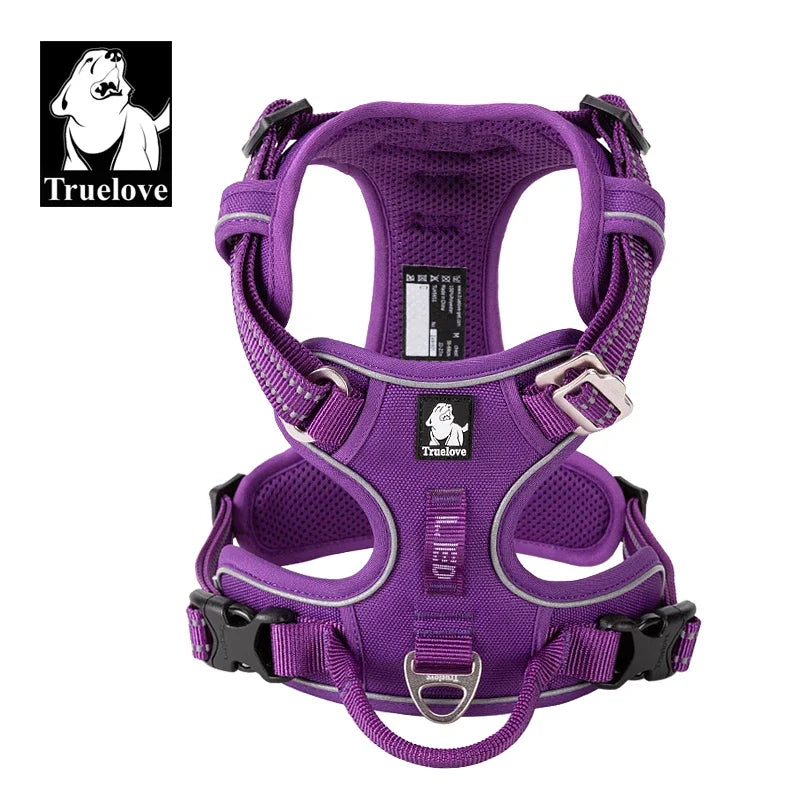TRUELOVE Reflective Nylon Dog Harness No Pull Adjustable for Outdoor