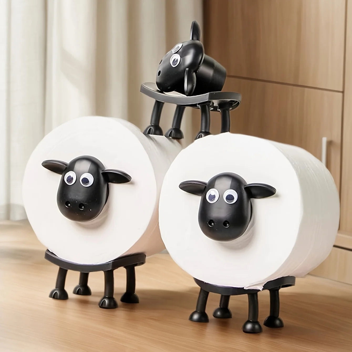 Independent Toilet Paper Holder Set Black Sheep Design
