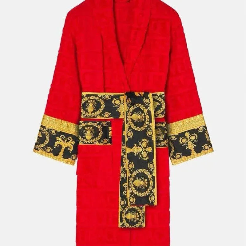 Cotton Luxury Bathrobe Unisex Sleepwear Hotel Style Lounge Robe