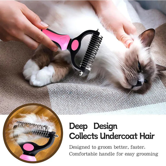 Pet Deshedding Brush Cat Comb Self Cleaning Grooming Tool