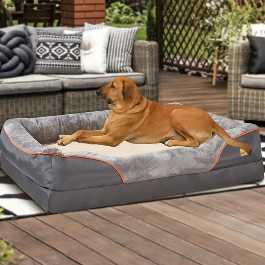 BINGOPAW Orthopedic Foam Dog Bed With Cotton Padded Bolster