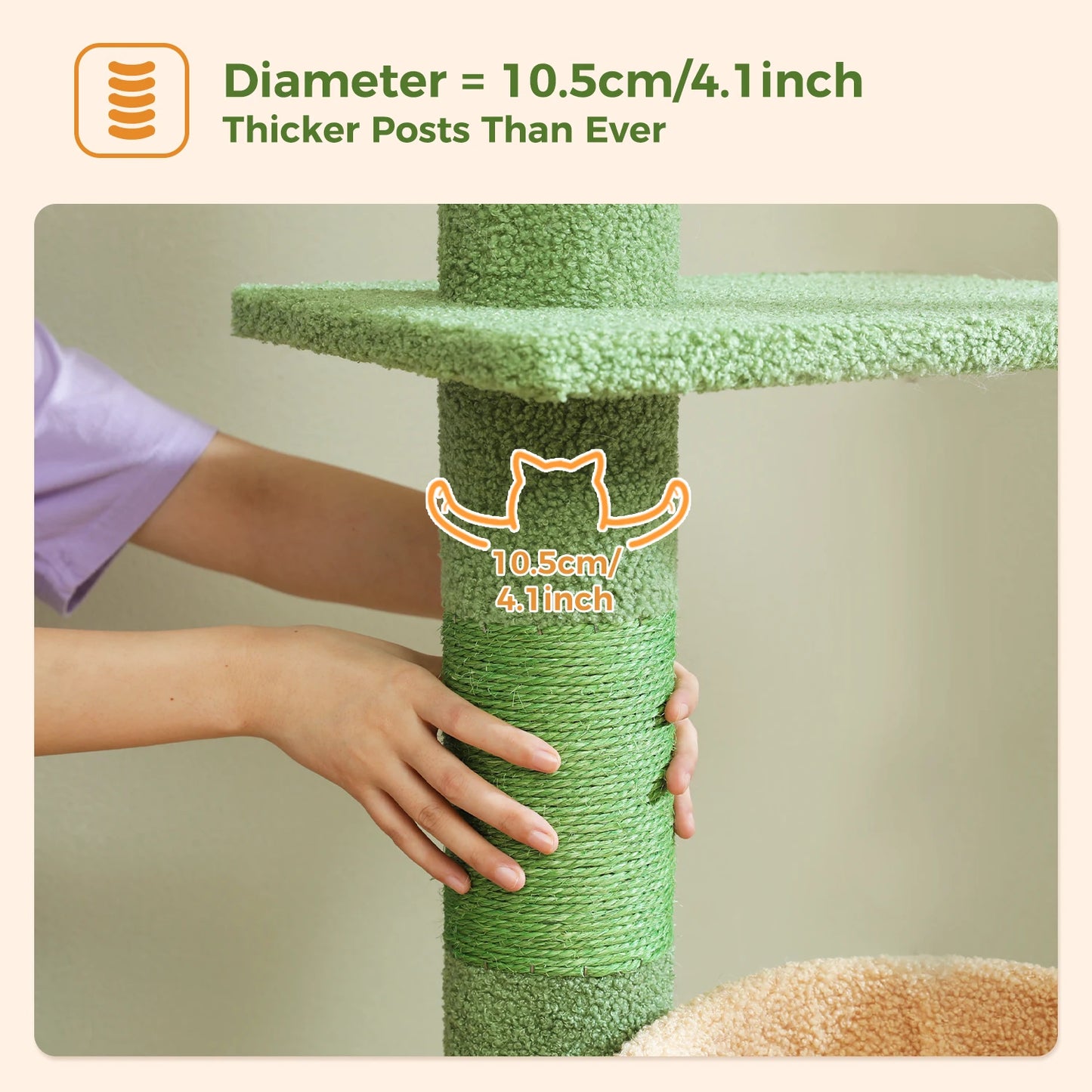 PEQULTI Adjustable Height Cactus Cat Tree For Indoor Cats With Hammock