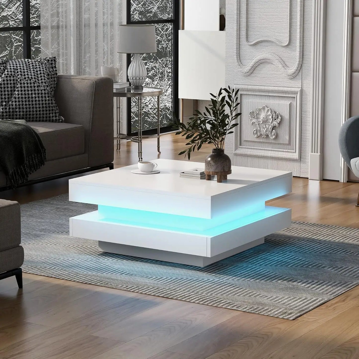 Modern Minimalist Coffee Table With Faux Marble Top