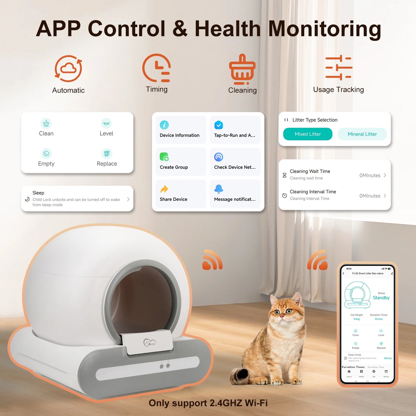 DOEL Self-Cleaning Cat Litter Box With App Control WiFi