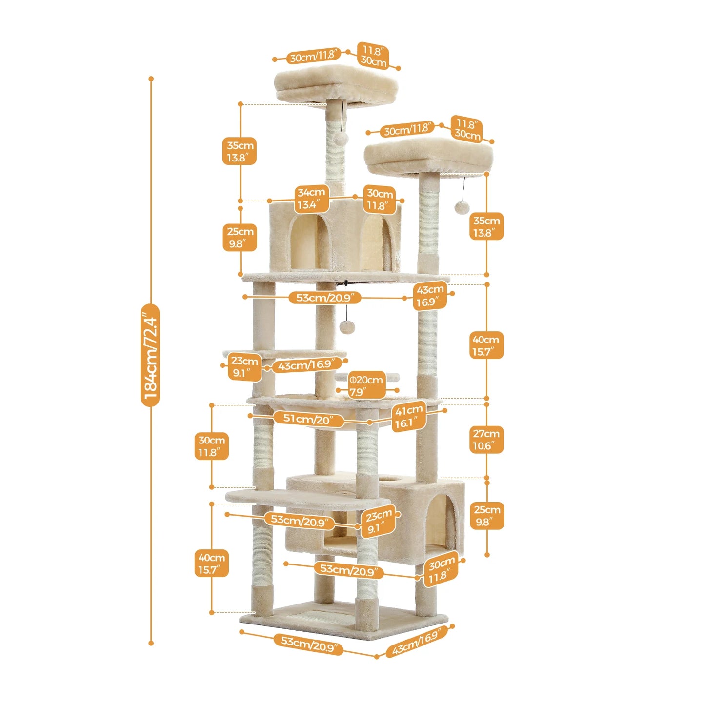 PEQULTI Multi Level Cat Tree Tower With Scratching Posts