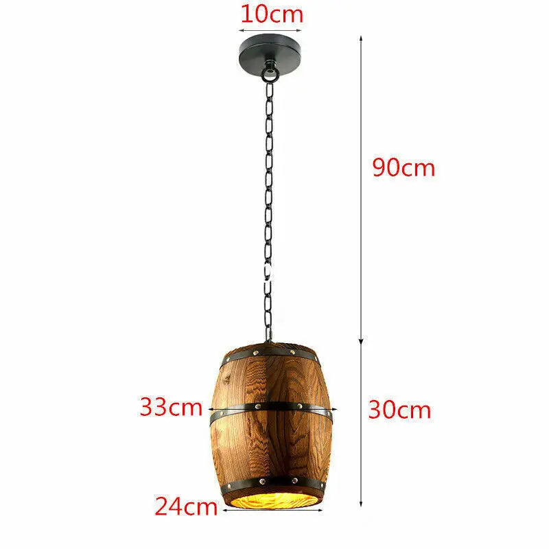 Vintage Wine Barrel Pendant Light Rustic Wood Ceiling Lamp