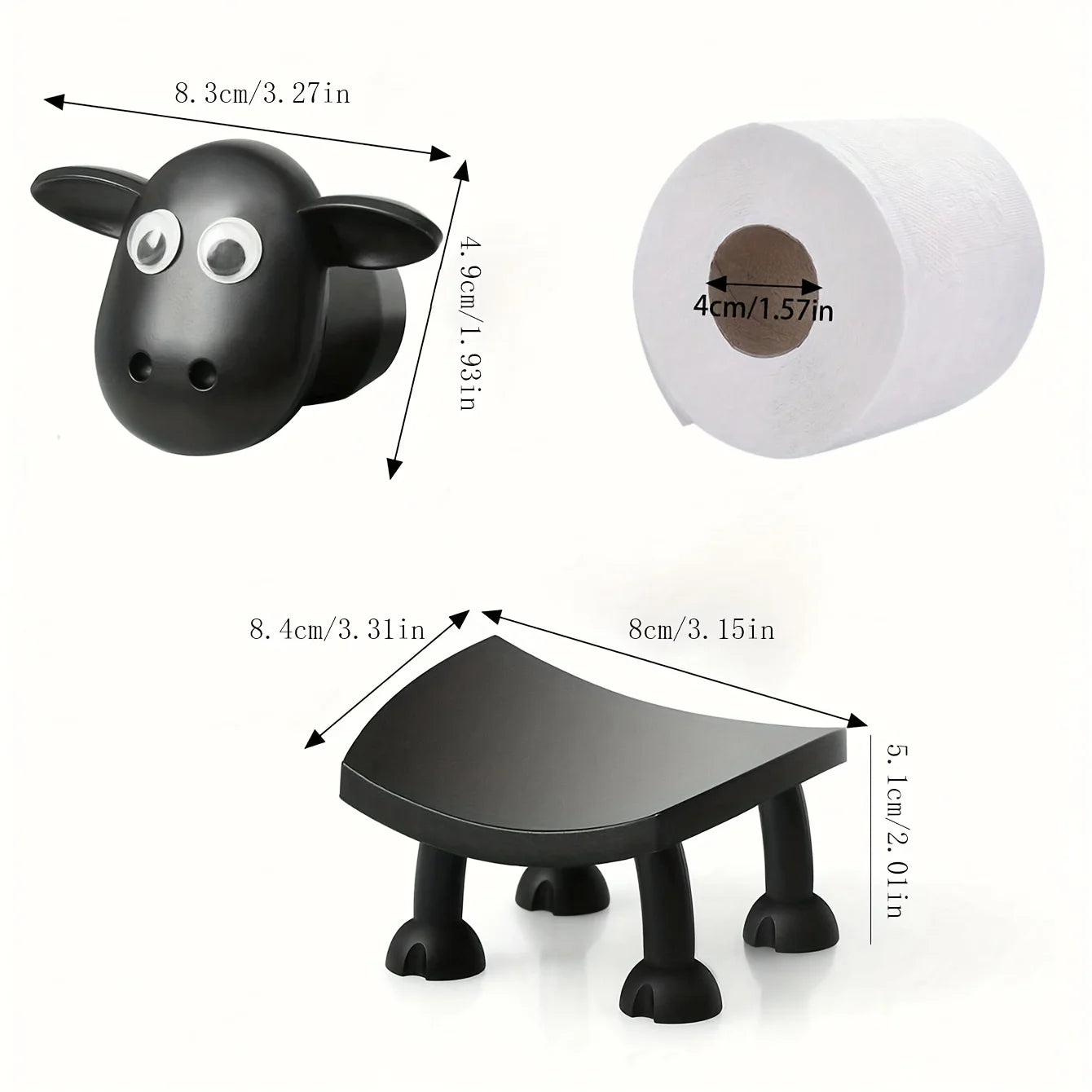 Independent Toilet Paper Holder Set Black Sheep Design