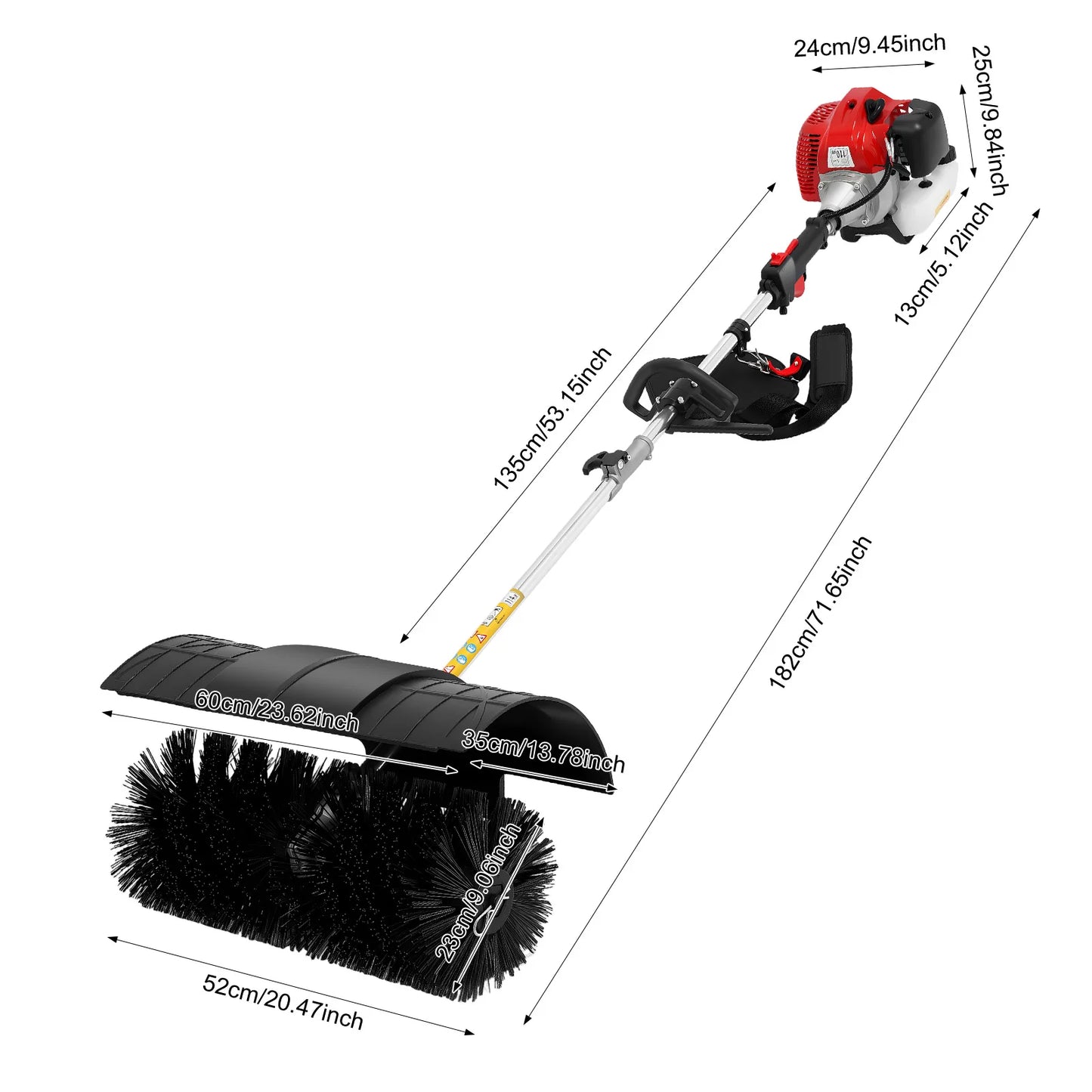 Gas Powered Walk Behind Sweeper Multi Surface Clean For Driveways