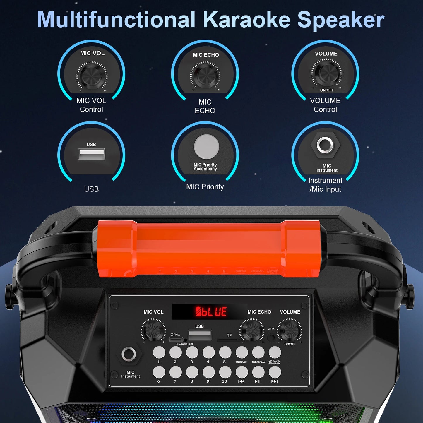 FanFun T17 Karaoke Machine With Wireless Microphones Party Speaker