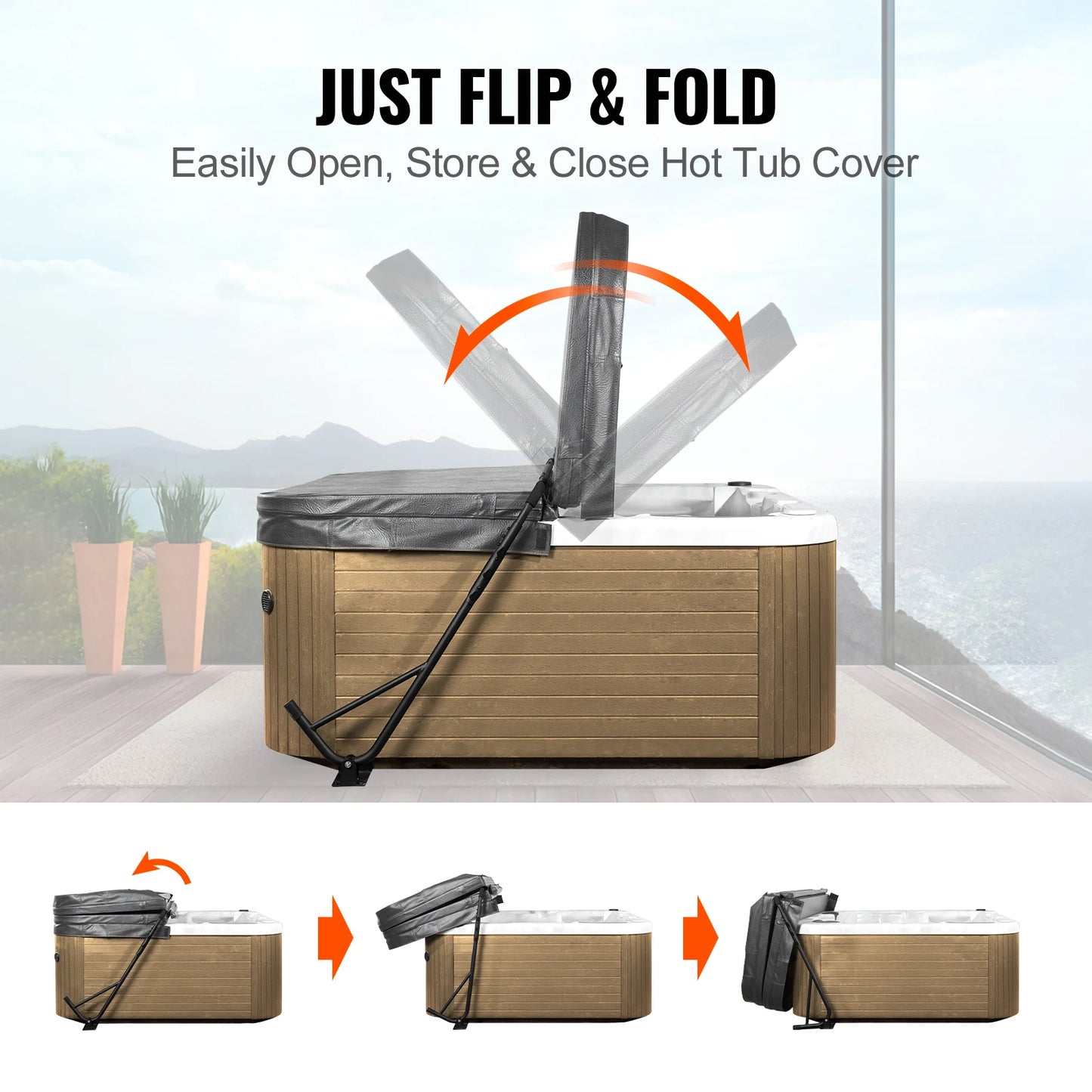 SucceBuy Hot Tub Cover Lift Spa Cover Lift Height 31.5"-41.3" Width 57"-92.5" Adjustable Installed Underneath Both Side Suitable