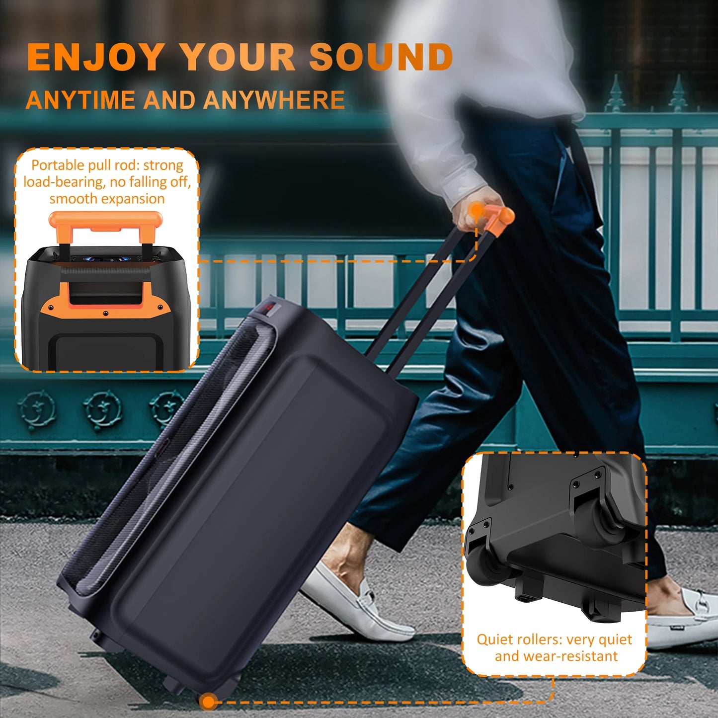FanFun Karaoke Machine Portable Bluetooth Speaker With Two Wireless Microphones