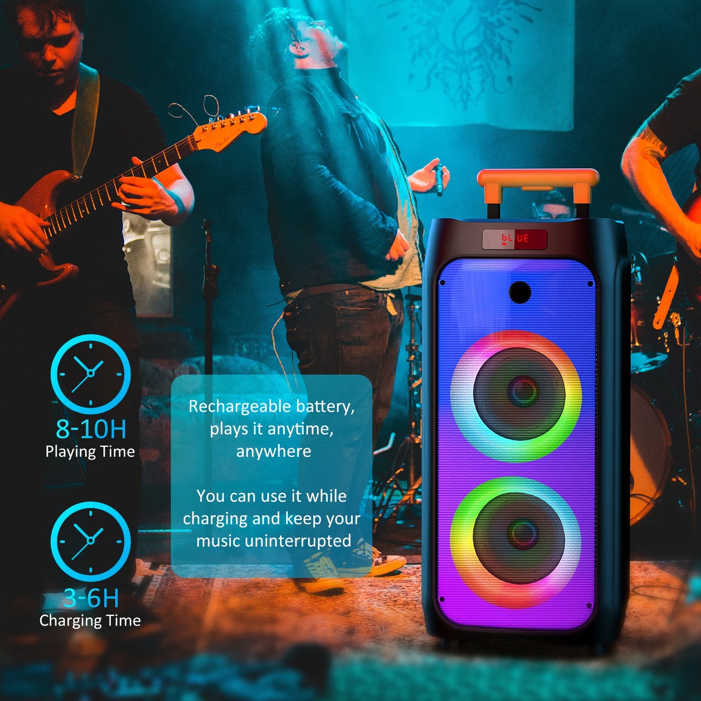 FanFun Karaoke Machine Portable Bluetooth Speaker With Two Wireless Microphones
