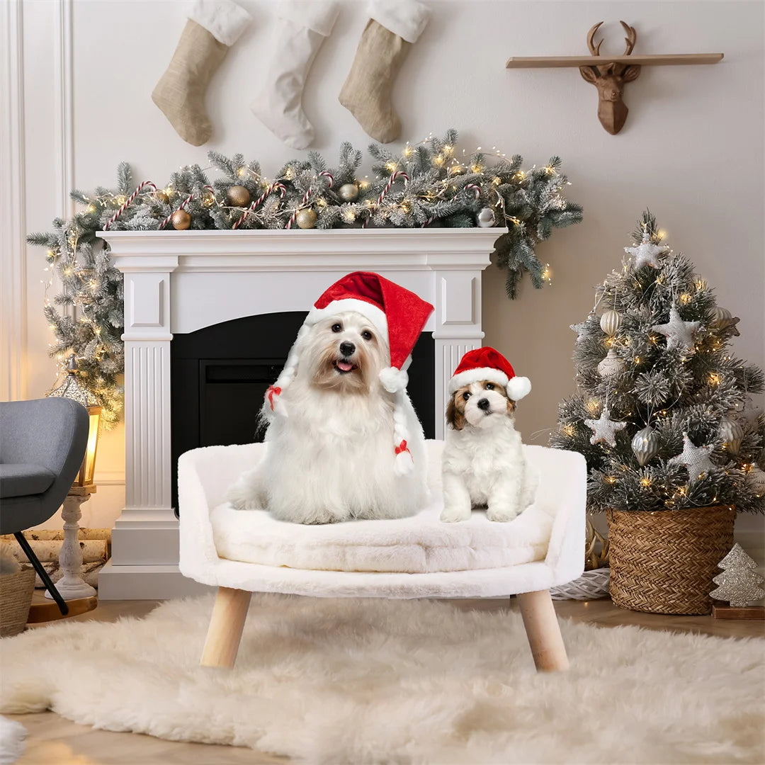 BINGOPAW Luxury Plush Cat Bed Nest With Wood Leg Support For Small Pets