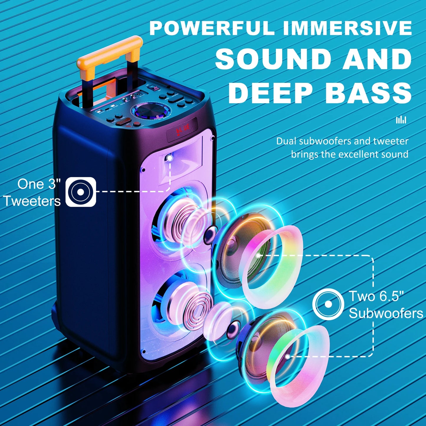 FanFun Large Bluetooth Karaoke Speaker With Wheels