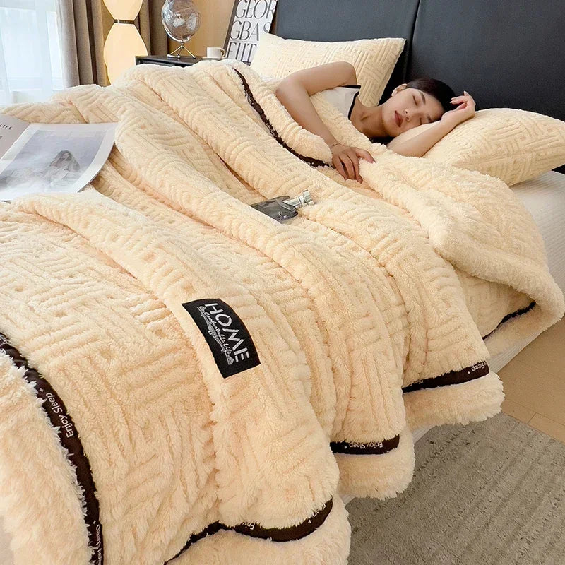 LUXO Fleece Blanket Knit For Spring And Autumn Baby And Family Warm Breathable