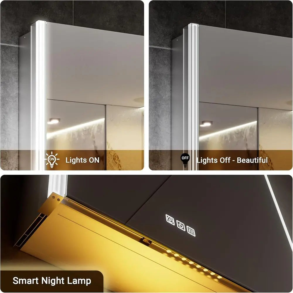 LED Illuminated Medicine Cabinet With Night Light And Touch Sensor