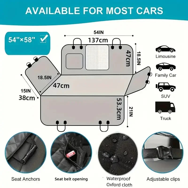 Dog Car Seat Cover Waterproof Hammock Non Slip Durable